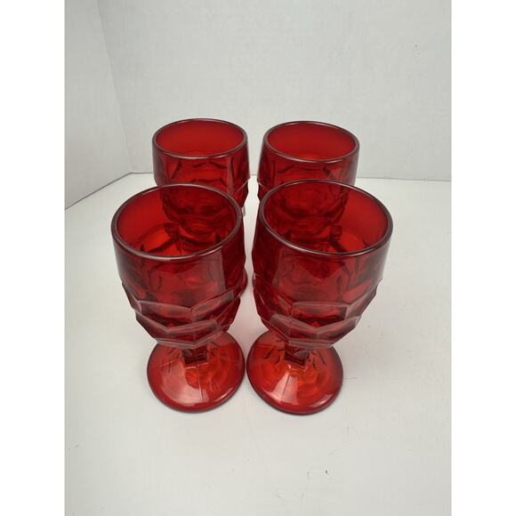 Viking Glass Georgian Wine Goblet 4 Ruby 5 1/4" T ca 1940-1980 - Picture 2 of 5